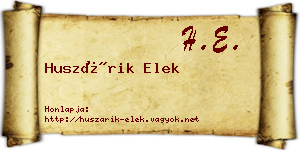 Huszárik Elek névjegykártya